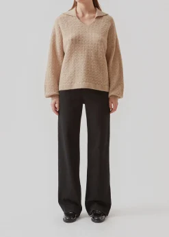 Modström AlvesMD v-neck - Beige melange< Strik & Bluser