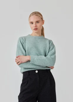 Modström AnnaMD O-neck - Light Pine Melange< Strik & Bluser