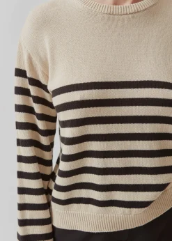 Modström ArchieMD o-neck - Black Stripe< Strik & Bluser
