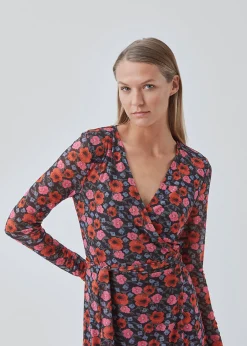 Modström BinnaMD print wrap dress - Flower Blush< Kjoler