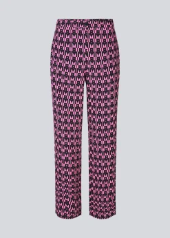 Modström BorysMD print pants - Graphic Heart Cosmos Pink< Bukser
