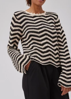 Modström CaryMD o-neck - Summer Sand Black< Strik & Bluser