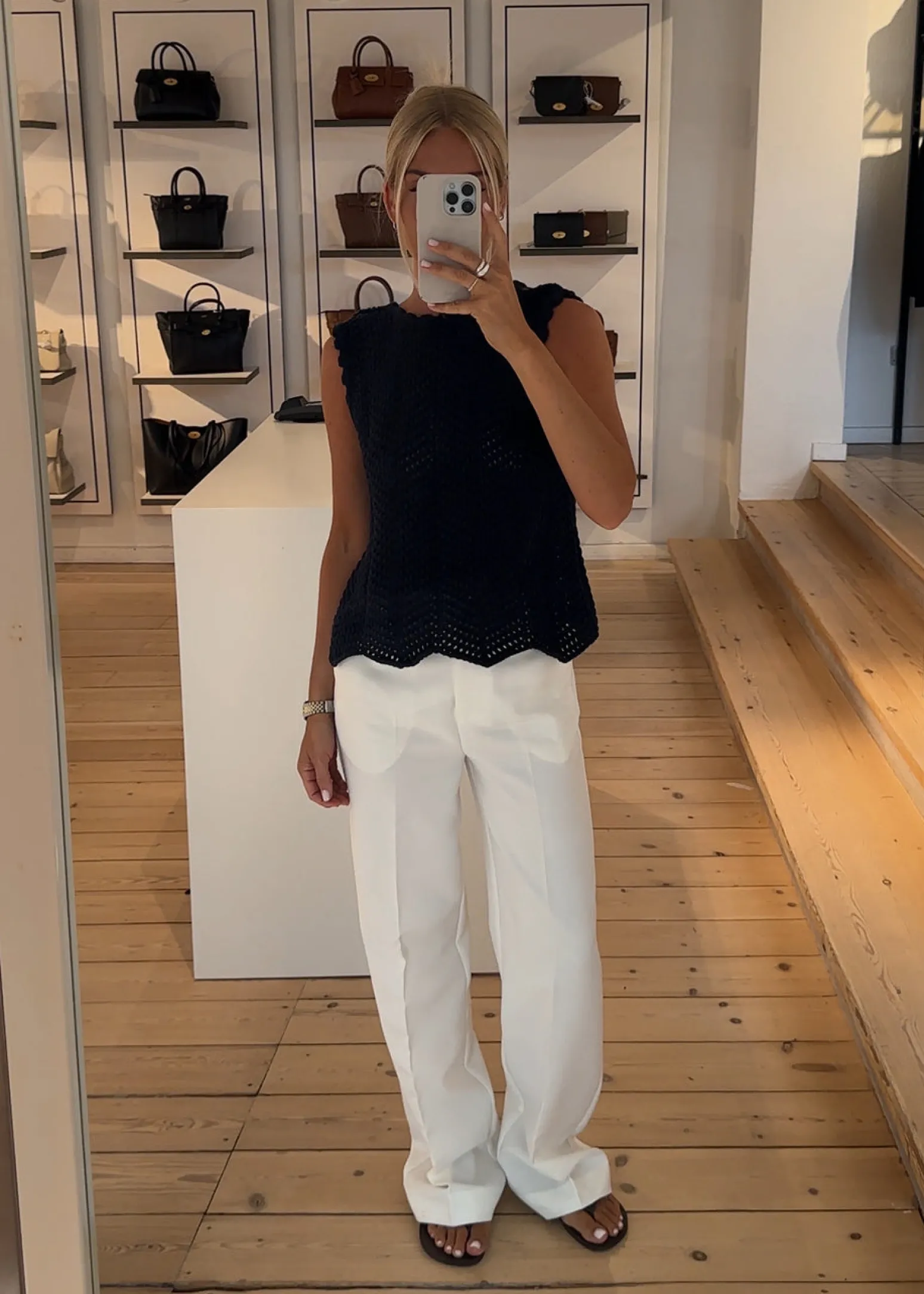 Modström CaryMD top - Navy Sky< Strik & Bluser