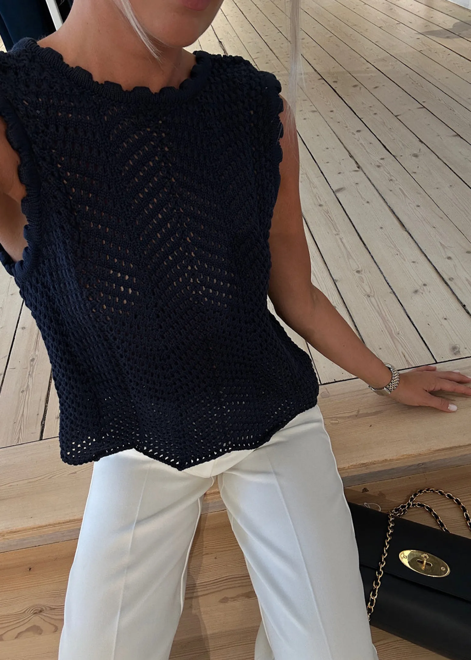 Modström CaryMD top - Navy Sky< Strik & Bluser