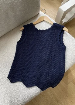 Modström CaryMD top - Navy Sky< Strik & Bluser