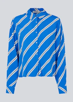 Modström CenniMD print shirt - Azure Stripe< Skjorter