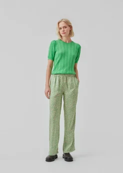 Modström ClarkeMD print pants - Classic Green Smiley< Bukser