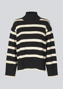 Modström CorbinMD stripe t-neck - Summer Sand Black< Strik & Bluser