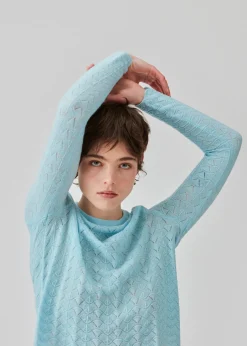 Modström CordellMD short o-neck - Cool Blue< Strik & Bluser