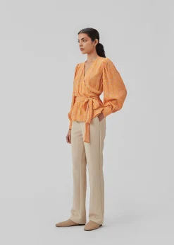 Modström CorinnaMD print top - Vibrant Orange Flower Leaf< Toppe