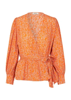 Modström CorinnaMD print top - Vibrant Orange Flower Leaf< Toppe