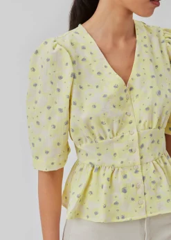 Modström CupidMD print top - Aqua yellow flower< Toppe