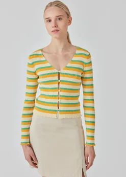 Modström DorisMD cardigan - Jade Gold Stripe< Strik & Bluser