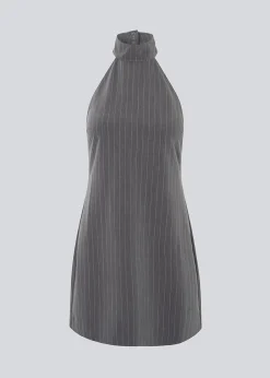 Modström EmiliaMD halterneck dress - Grey Pinstripe< Kjoler