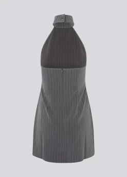 Modström EmiliaMD halterneck dress - Grey Pinstripe< Kjoler