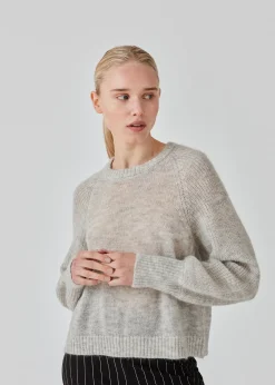 Modström FathiaMD o-neck - Light Grey Melange< Strik & Bluser