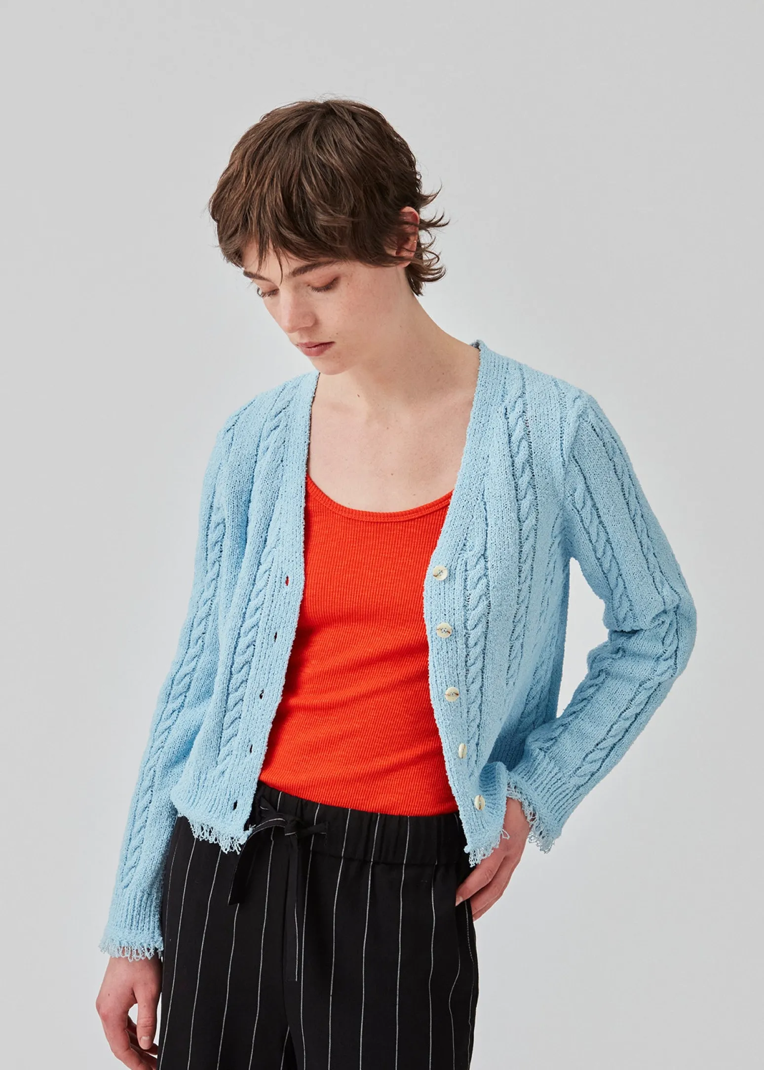 Modström FinaMD cardigan - Cool Blue< Strik & Bluser