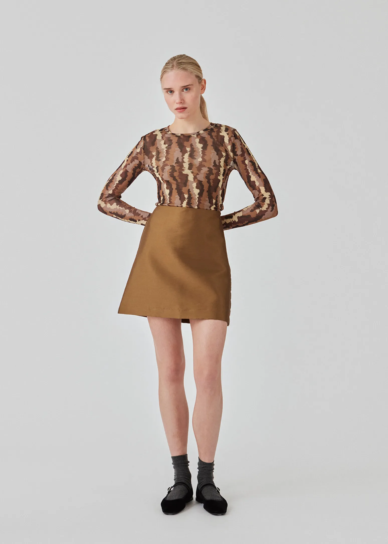 Modström FreenMD print o-neck top - Distorted Seabed< Toppe