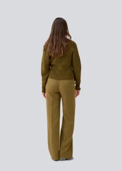 Modström GalenMD short v-neck - Dark Olive< Strik & Bluser