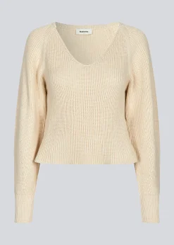 Modström GalenMD short v-neck - Summer Sand< Strik & Bluser