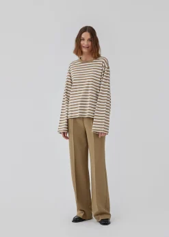 Modström HellenMD LS stripe t-shirt - Dune White Stripe< T-Shirts