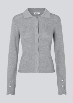 Modström HirokiMD cardigan - Grey Melange< Strik & Bluser
