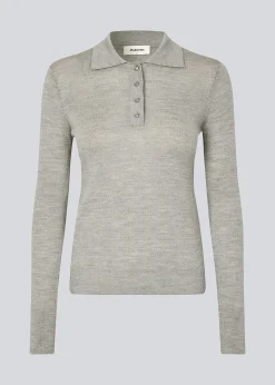 Modström HirokiMD polo - Grey Melange< Strik & Bluser