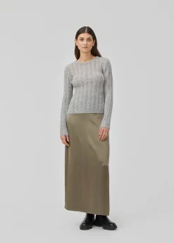 Modström HowieMD cable o-neck - Grey Melange< Strik & Bluser