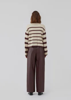 Modström HurleyMD stripe o-neck - Pinecone Summer Sand Stripe< Strik & Bluser