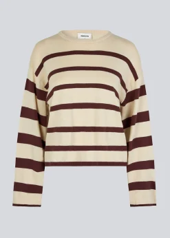 Modström HurleyMD stripe o-neck - Pinecone Summer Sand Stripe< Strik & Bluser