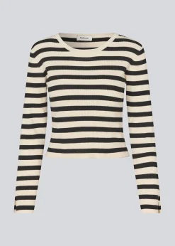 Modström IbrahimMD o-neck - Black Summer Sand Stripe< Strik & Bluser
