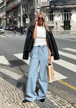 Modström IsoldeMD pants - Soft Blue Stripe< Denim|Bukser