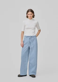 Modström IsoldeMD pants - Soft Blue Stripe< Denim|Bukser