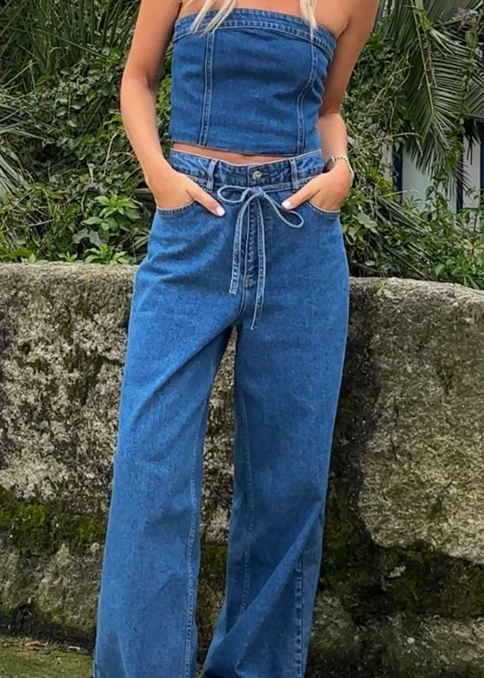 Modström IsoldeMD solid pants - Distressed Blue< Basic|Denim