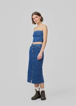 Modström IvannaMD long skirt - Distressed Blue< Nederdele|Denim