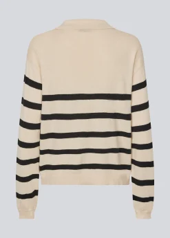 Modström IvoryMD stripe v-neck - Black Summer Sand Stripe< Strik & Bluser