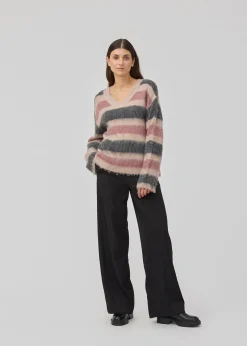 Modström KaneMD stripe v-neck - Sparkling Stripe< Strik & Bluser
