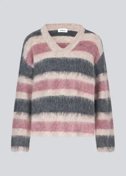 Modström KaneMD stripe v-neck - Sparkling Stripe< Strik & Bluser