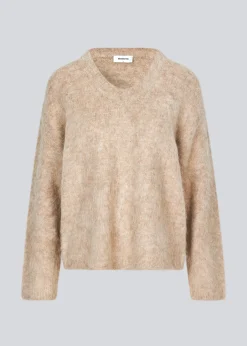 Modström KaneMD v-neck - Beige melange< Strik & Bluser