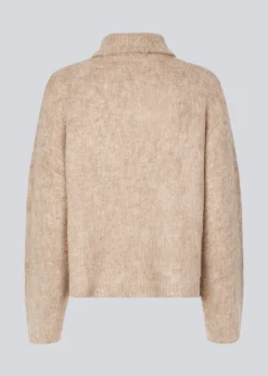 Modström KaneMD zip t-neck - Beige melange< Strik & Bluser