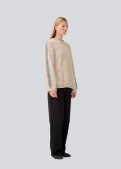 Modström LineMD o-neck - Beige melange< Strik & Bluser