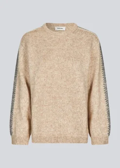 Modström LineMD o-neck - Beige melange< Strik & Bluser