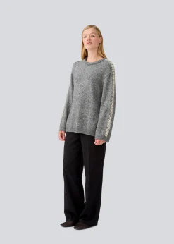 Modström LineMD o-neck - Dark Grey Melange< Strik & Bluser