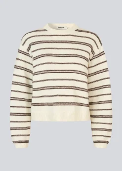 Modström LineusMD stripe o-neck - Soft White Cedar Stripe< Strik & Bluser