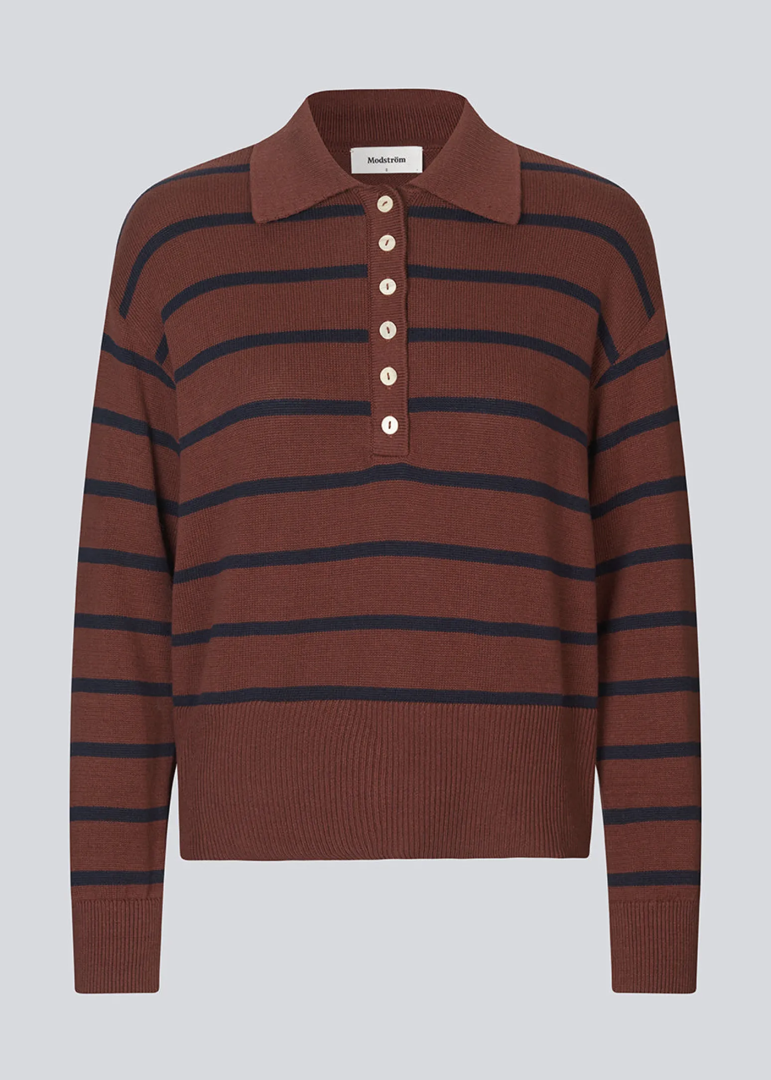 Modström Malvamd stripe polo - Andorra Navy stripe< Strik & Bluser