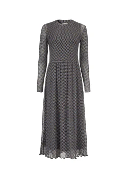 Modström Preloved Fairy print dress, varen er en brugt style - Blue Camel Check< Preloved