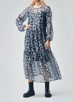 Modström Preloved Honny print dress, varem er en brugt style - Buttercup Blue< Preloved