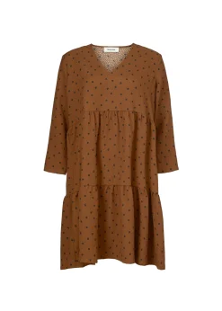 Modström Preloved Richie print dress, varen er en brugt style - Brown dot< Preloved