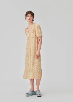 Modström RavenMD long print dress - Bobble Bloom Peach< Kjoler