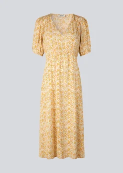 Modström RavenMD long print dress - Bobble Bloom Peach< Kjoler